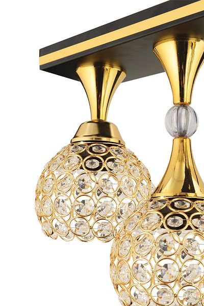 KUZEY AYDINLATMA Cansu 4-Piece Crystal Ball Black Gold Gilt Modern Luxury Chandelier