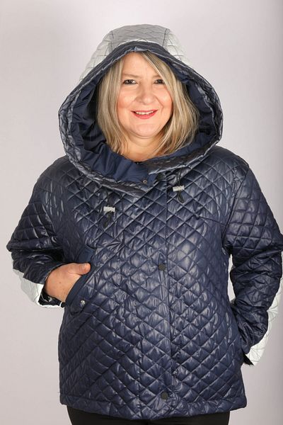Hitit Butik Gradient Transition Quilted Navy Blue Coat