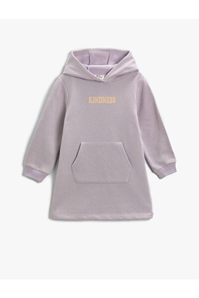 Koton Φόρεμα φούτερ με στάμπα με κουκούλα και τσέπη καγκουρό