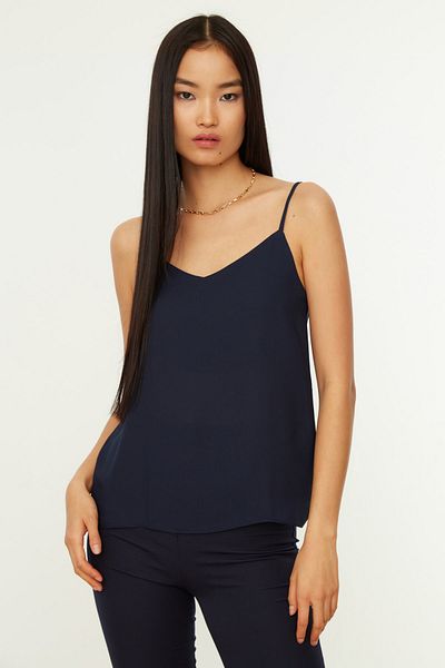 Trendyol Collection Sötét sötétkék alap pántos szőtt blúz TWOSS19BB0224