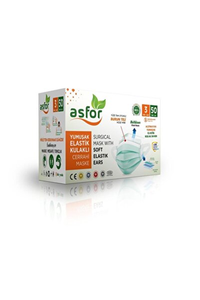 Asfor Yumuşak Elastik Kulaklı Cerrahi Maske Yeşil 250 Adet