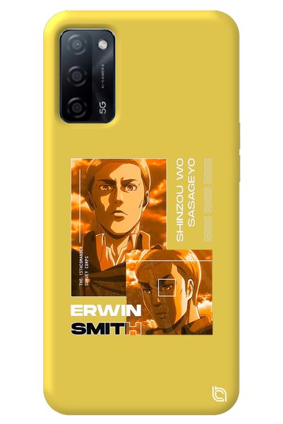 WANNA PROTECT Oppo A52 Yellow Premium Velvet Inside Attack on Titan Erwin Pat...