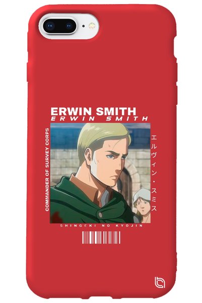 WANNA PROTECT iPhone 7 Plus Red Premium Velvet Inside Attack on Titan Erwin P...