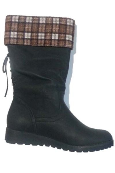 Muya Women's Nubuck Boots-56328 - Black - 38