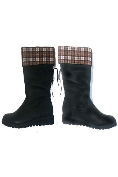 Muya Women's Nubuck Boots-56328 - Black - 38
