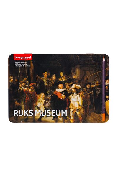 Bruynzeel Colour Pencils Rijksmuseum The Night Watch Set Dry Paint Pen Set 50 Colors Metal Box
