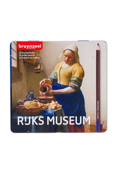 Bruynzeel Colour Pencils Rijksmuseum The Milkmaid Set Dry Paint Pen Set 24 Colors Metal Box
