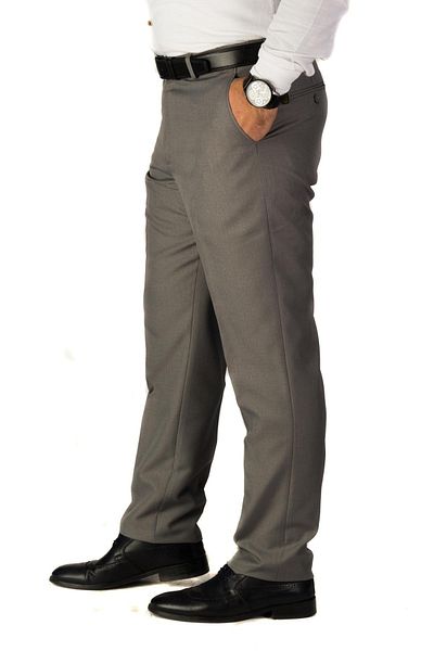 wontilotte Men's Gray Regularfit Flamefek Fabric Trousers
