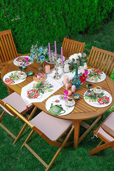 Realhomes طقم أواني زهور بتصميم منزلي ملون ورسم 6+1