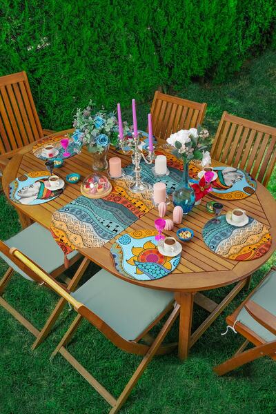 Realhomes Кольоровий етнічний фігурний спеціальний дизайн 6+1 набір суплер-бі...