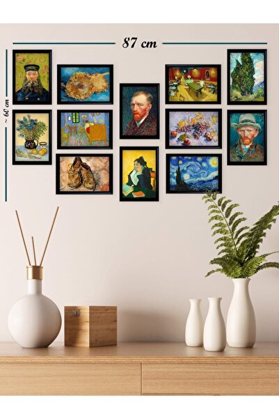 Genel Markalar 12'li Van Gogh Çizimleri Tablo Seti (siyah Çerçeveli Görünümlü)