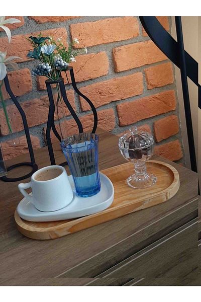 Bayev Mic dejun Farfurie din lemn de prezentare pentru servire cafea ceai tablă de prezentare dimensiune mare