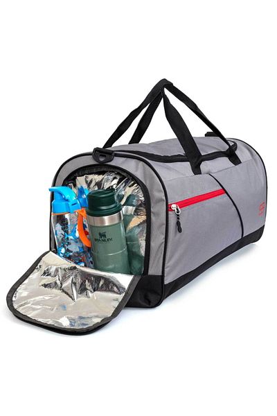 Solo Bag Μεγάλο μέγεθος Unisex Γκρι αθλητική τσάντα γυμναστικής και ταξιδιού με θήκη παπουτσιών και θερμός