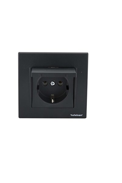 Netelsan Byobu Black Covered Grounded Socket (FRAME INCLUDED) 1 Piece