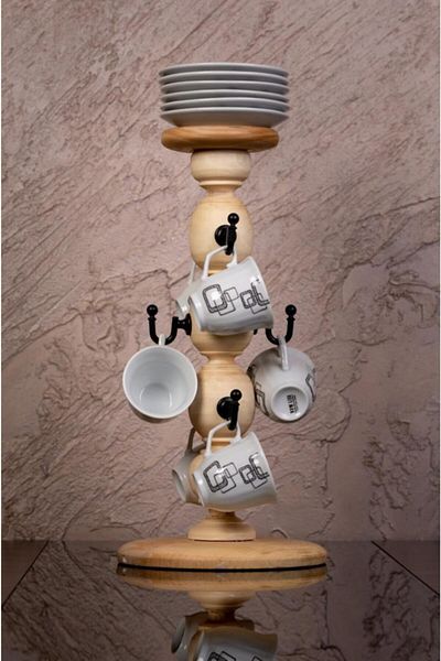 Merkezav Decorative Table and Countertop 6-Piece Cup Rack Cup Stand