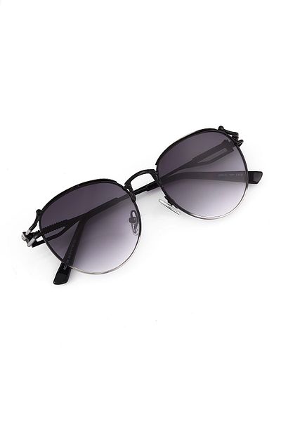 Angel Eyes Black Matte Glass Black Metallic Frame Unisex Sunglasses