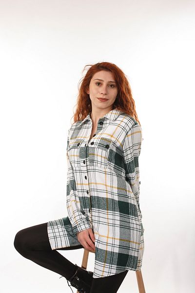 VERA LİFE Μακρύ καρό ξυλοκόπο πολύχρωμο γυναικείο πουκάμισο τουνίκ