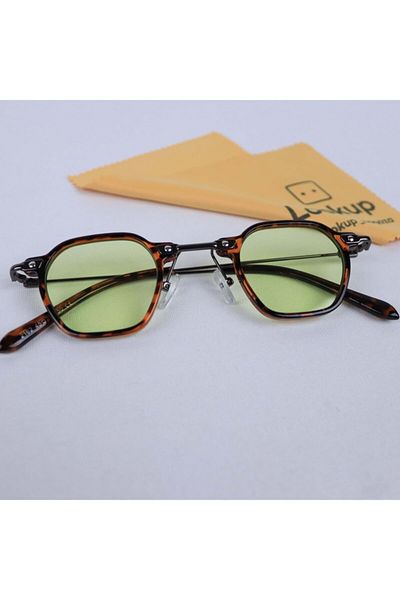 LOOKUP Unisex Sunglasses Leopard Frame Green Glass