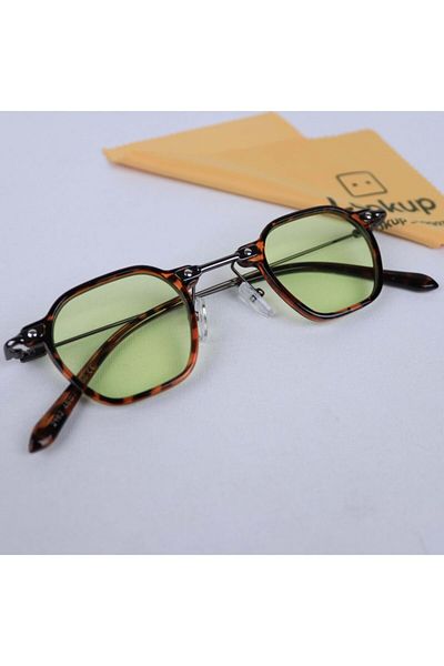 LOOKUP Unisex Sunglasses Leopard Frame Green Glass