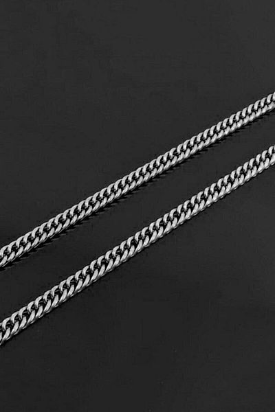 The Collection Cuban Stainless Silver Style Steel Chain Necklace