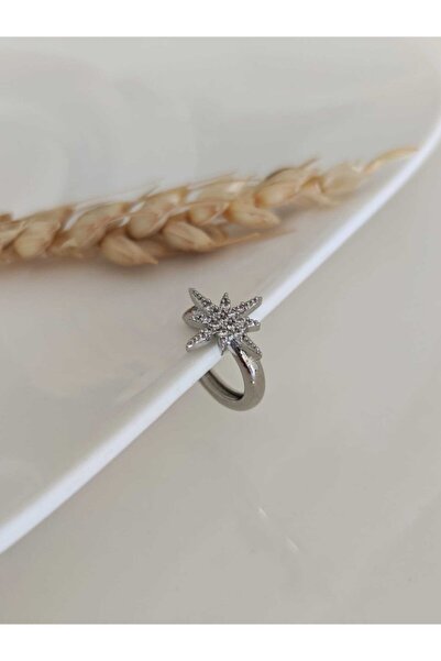 SU PERİSİ TAKI BİJUTERİ Gümüş Zirkon Taşlı Kutup Yıldızı Earcuff ( Kıkırdak Küpe )