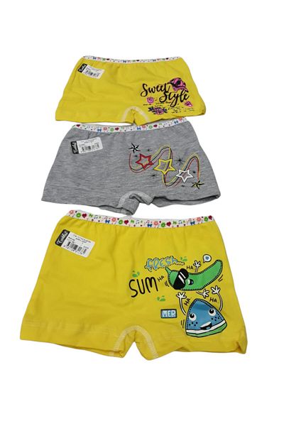 Tutku Girl's Colorful Lycra Cotton Boxer Panties 3 Pack