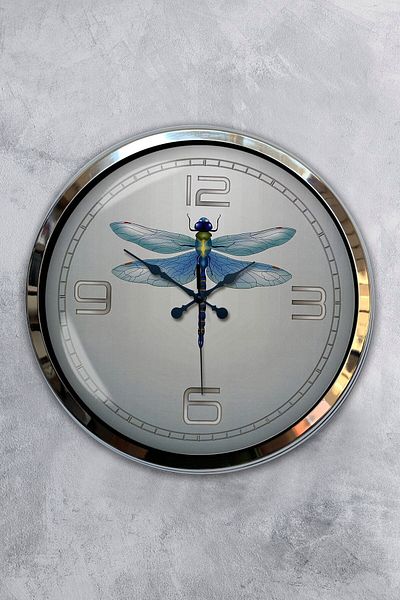 Kasva Concept Ceas de Perete Decorativ Cadou 40 Cm Crom Metal Insecte