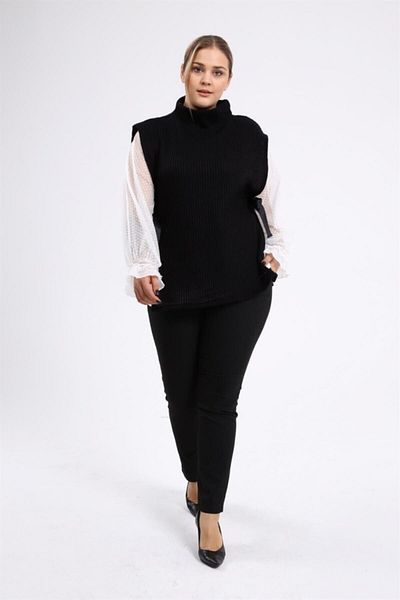 Seamoda Knitwear Suede Side Tie-Black