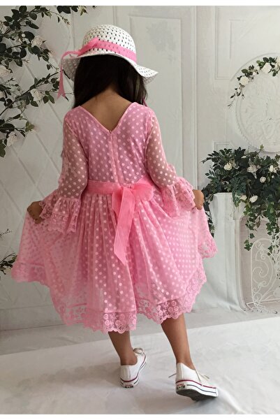 Delfini kids Κοριτσίστικο φόρεμα με δαντέλα Princess Model με καπέλο