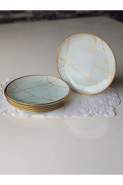 GÜRCÜGLASS Marble White Cake Plate
