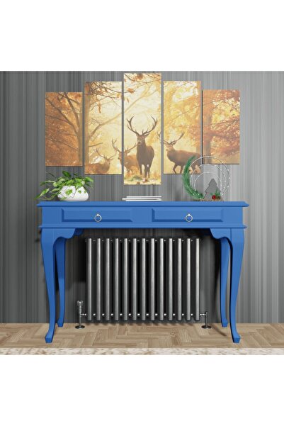 ROYS AHŞAP Ahşap 130 Cm Mavi Çekmeceli Petek Üstü Yüksek Dresuar