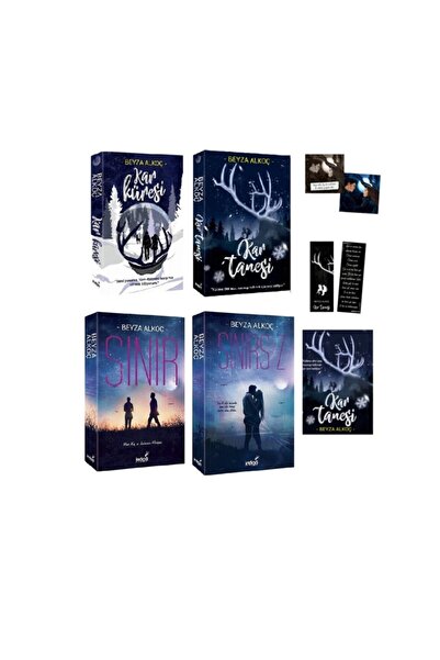 İndigo Kitap Kar Tanesi - Kar Küresi - Sınır - Sınırsız Ciltsiz Karton Kapak 4 Kitap Set Beyza Alkoç