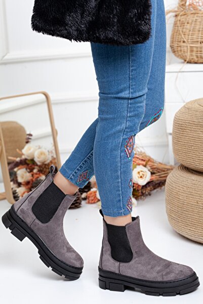 GULT Kadın Gri Yandan Lastikli Bot