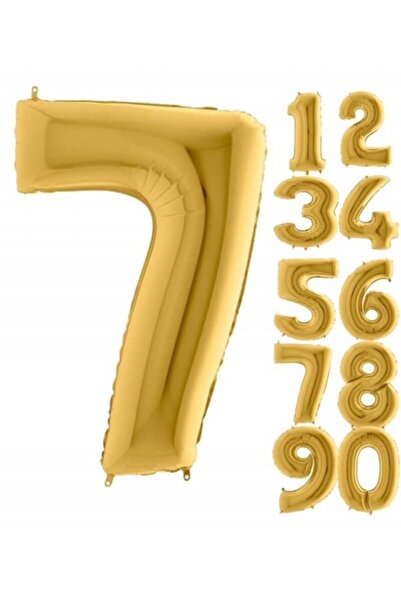 Şeker Adası 7 Years Old Number Foil Balloon Gold 100 Cm, Birthday, Birthday, ...