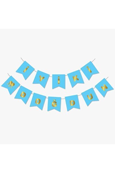 Generic Brand Plavi zlatni pozlaćeni banner za srećan rođendan