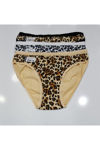 Tutku Chiloți de bikini cu spatele plat leopard pentru femei, pachet de 6