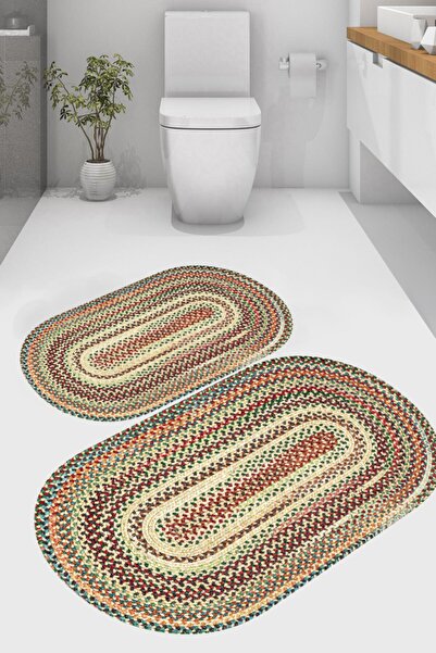 Resmiro Örme Hasır Görünümlü Banyo Paspası 2'Li 50x60 Cm - 60x100 Cm