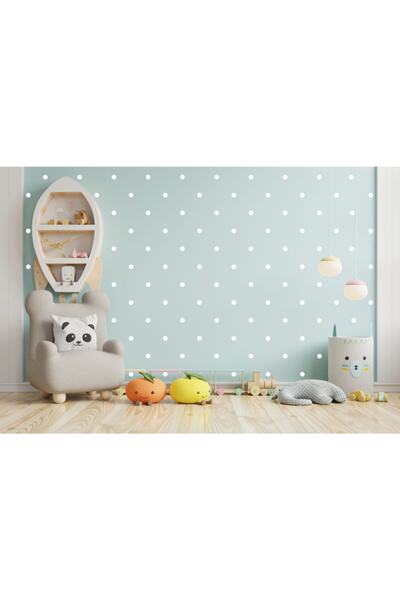 Elka Bayrak Mat Beyaz Yuvarlak Puantiye Duvar Sticker 2,5 cm  250 Adet