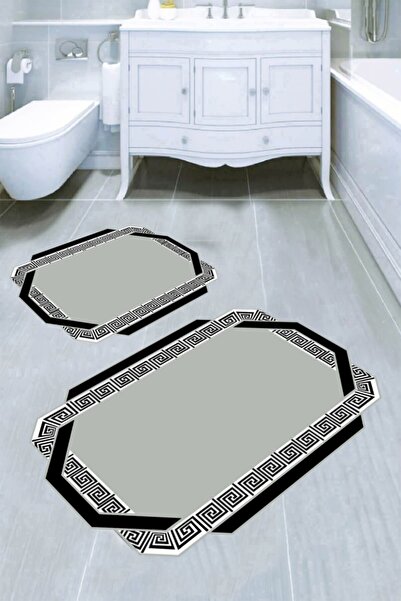 Resmiro Lazer Kesim Çengel Desenli 2'Li Banyo Paspası 50x60 Cm - 60x100 Cm