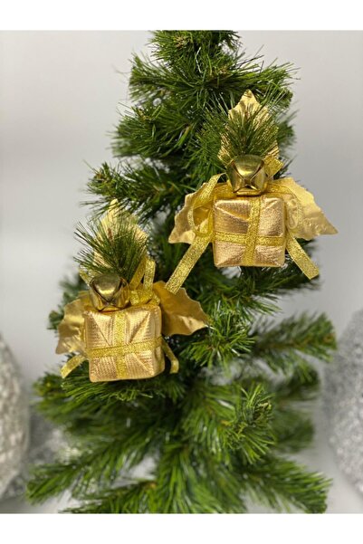 QUEEN AKSESUAR New Year Christmas Luxury Pine Tree Tableware Decor Presentation Large Bell Gift Package Ornament Gold Gold 2 Pieces