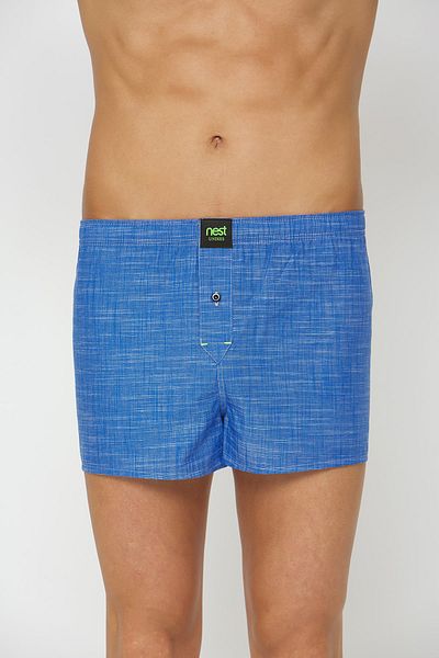 NEST Undies Boxer albastru din poplin pentru bărbați