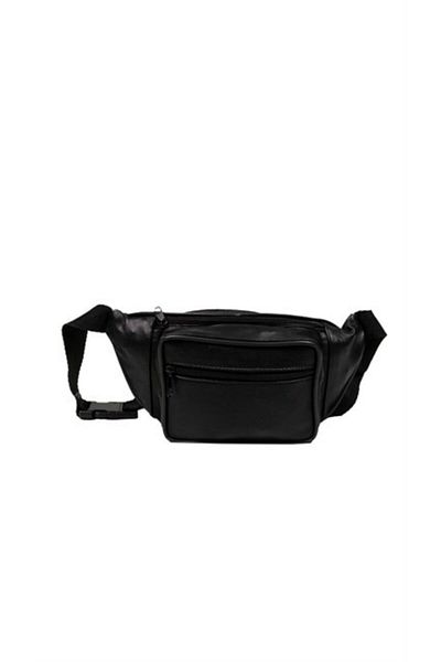 MKM Unisex Black Leather Waist Bag