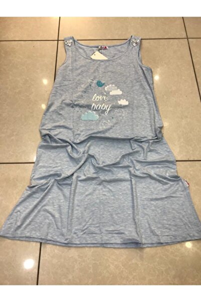 Anıl Women's Blue New Season Sports Pregnant Postpartum Nightgown 5509