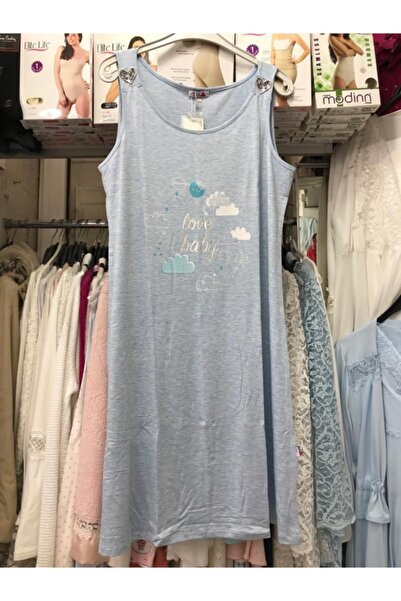 Anıl Women's Blue New Season Sports Pregnant Postpartum Nightgown 5509