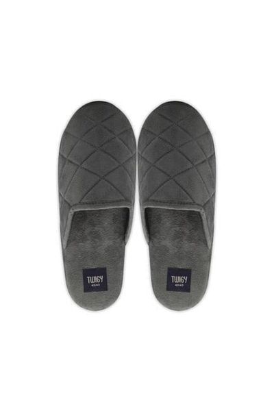 Twigy Men's Gray Closed-Front House Slippers
