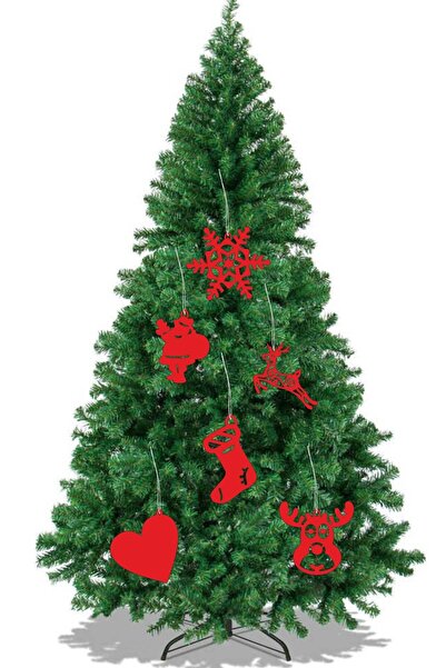 UNT Ornamente din lemn pentru brad de Crăciun roșu