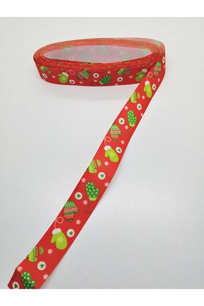 Hobigram قفاز أحمر منقوش بشريط Grosgrain 2.5 سم 1 متر
