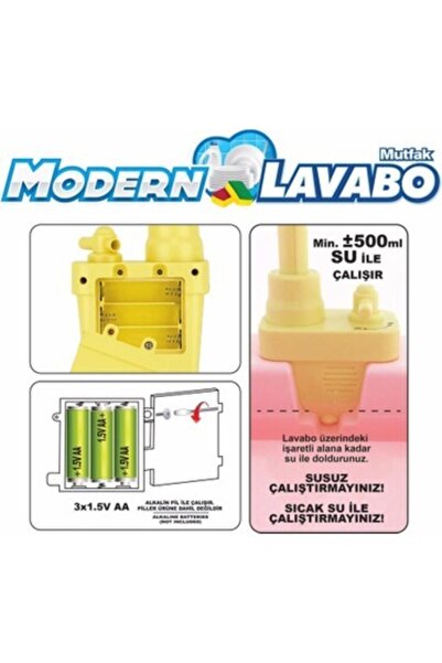 Kayyum Oyuncak Pilli Modern Akan Musluklu Lavabo Mutfak Seti