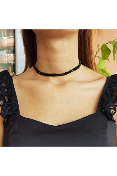 Handmade By HLY El Yapımı Siyah Choker Kolye