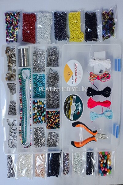 platin hediyelik Takı Yapım Malzemesi Başlangıç Boncuk Seti 30 Çeşit Yaklaşık